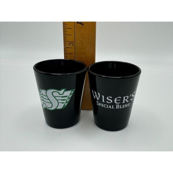 2 Saskatchewan Roughriders Wiser's Special Blend 1 ouce Shot Glasses Whiskey - Picture 2 of 3